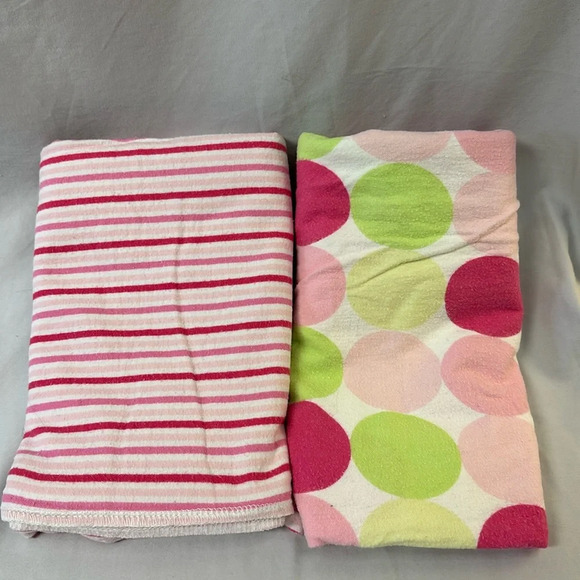 Pair of large cotton flannel baby receiving blankets - Picture 1 of 3